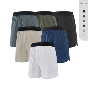 Pantalones cortos de entrenamiento para correr para hombre, pantalones cortos de gimnasio de secado rápido, pantalones cortos deportivos transpirables con corte láser y bolsillo con cremallera, elásticos en 4 direcciones - Product Image 5