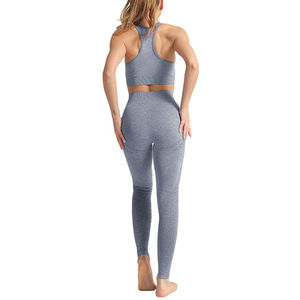 Ensembles de yoga et fitness 2 pièces pour femmes grandes tailles, prix de gros abordable, mode décontractée d'été, taille haute élastique, col en U, respirant - Product Image 2