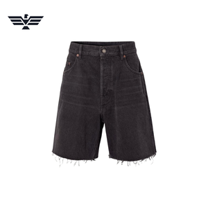 Pantalon cargo en jean délavé taille haute avec ourlet brut, poches et détails déchirés respirants pour un style décontracté estival - Product Image 2