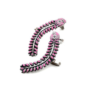 Boucles d'oreilles clous en émail rose mignonnes en forme de feuille pour femme Silver Mountain, en argent sterling 925 avec motif étoile en relief, idéales pour un cadeau d'anniversaire - Product Image 4