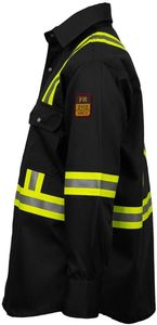 Chemise de travail noire haute visibilité pour homme avec bandes réfléchissantes, manches longues, boutonnée, uniforme de sécurité classe 3 - Product Image 4