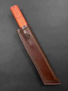 Cuchillo de Caza de Acero Forjado, Cuchillo Tanto de Hoja Fija con Mango de Madera de Paddock y Funda de Cuero, Cuchillo de Supervivencia para Exteriores - Product Image 5