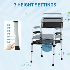 Sedia da comodino regolabile in altezza per adulti anziani con 300 libbre, sedia da soggiorno con Handicap nero - Product Image 6