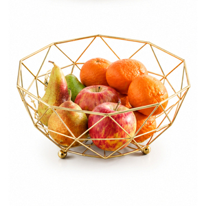 Corbeille à fruits moderne en fil doré, bol à fruits en métal, centre de table décoratif de luxe en fer forgé - Product Image 1