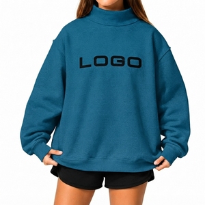 Sweat-shirt à col montant surdimensionné pour femme, en tissu polaire 100% biologique, qualité supérieure, vente en gros - Product Image 1