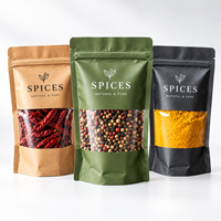 Sachet refermable personnalisé imprimé, finition mate, en Mylar avec fenêtre, résistant à l'humidité, pour emballage d'épices, OEM ODM