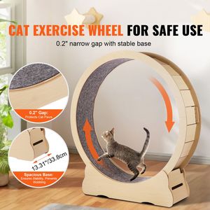 Rueda de Ejercicio para Gatos de Madera Grande de 52 Pulgadas, Rueda de Ejercicio Desmontable con Alfombra para Gatos de Interior - Product Image 1