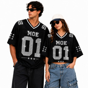 Camiseta Deportiva Personalizada Premium Unisex, Estilo Crop Top, con Número de Diamantes de Imitación, Jersey de Fútbol Americano, OEM, al por Mayor, Ligera, de Malla - Product Image 1