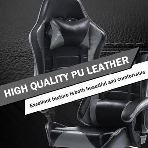 Sedia da Gaming Ergonomica in Pelle PU con Altezza Regolabile, Ruote e Poggiapiedi per Ufficio o Videogiochi - Product Image 2