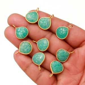 Natural Blue Amazonite Flower Pendant 925 Sterling <b>Silver</b> Gemstone Pendant Hand Carved Heart <b>Charm</b> Amazonite For Jewelry Making - Product Image 4