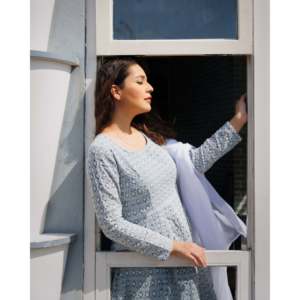 Ensemble de costume pour femme Sharkira Gray en dentelle de coton Chikankari respirant taille XS - Product Image 2