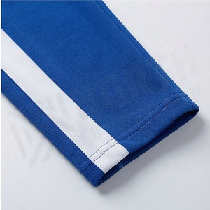Survêtement bleu pour homme avec fermeture éclair intégrale, vêtements de sport avec bandes blanches, polyester respirant, vêtements d'automne, coupe régulière, poches latérales - Product Image 6