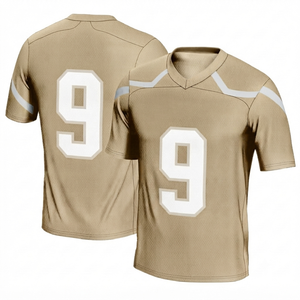Jersey de Fútbol Americano Personalizado en Color Beige Sólido, Cuello en V, 220g, Poliéster de Secado Rápido, Sublimado, Manga Corta - Product Image 1