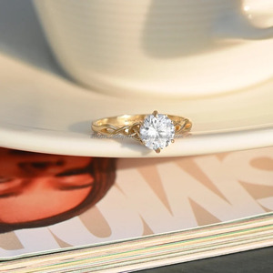 Anillo de diamante cultivado en laboratorio redondo de estilo vintage de oro de 14K, joyería de compromiso/boda, certificado IGI para fiestas de mujeres, aniversarios - Product Image 1