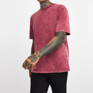 T-shirt Homme Oversize Vintage Personnalisé Col Rond Manches Courtes Style Hip Hop Délavé à l'Acide Impression Sérigraphique Effet Vieilli Grammage Lourd - Product Image 2