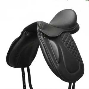 Selle de cheval FAB Premium en cuir noir et rouge avec arceau en bois |   Selle de course et de dressage professionnelle pour l'équitation anglaise - Product Image 4