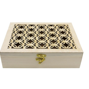 Caja de Regalo de Madera con Corte Láser al por Mayor, con Tapa Tallada Geométricamente, Estuche Decorativo para Guardar Recuerdos, Joyas y Recuerdos de Boda - Product Image 1