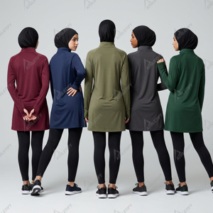 Haut élégant à manches longues et modeste avec trous pour les pouces pour femmes - Confortable, doux, pratique, vêtement de modestie musulmane, UPF50+, séchage rapide, respirant - Product Image 3