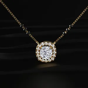 Cushion Cut Lab Grown CVD Diamond Pendant Mangalsutra <b>D</b>-E Color VVS-VS Clarity IGI Certified Gold Trendy Women's <b>Necklace</b> India - Product Image 1
