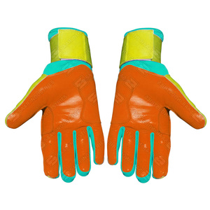 Guantes de Béisbol de Cuero, Color Naranja, Amarillo y Turquesa, Cierre de Gancho y Bucle, Soporte de Muñeca Duradero, Unisex, para Adultos, Entrenamiento - Product Image 3