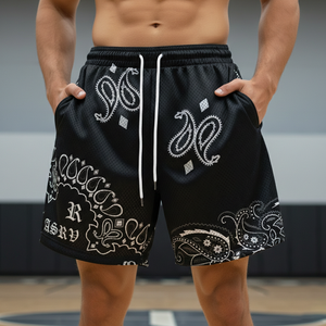 Shorts en toile tricotée à taille élastique pour hommes, personnalisables avec logo, séchage rapide, respirants, haute qualité, pour basketball et entraînement en salle de sport - Product Image 4
