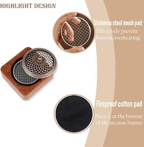 เตาเผาบัคฮูร์ไม้มะม่วงทรงสี่เหลี่ยมแบบขายส่ง ฝาปิดโลหะทองเหลืองโบราณ ที่วางธูปอูดแบบดั้งเดิม ของตกแต่งสไตล์เรียบง่ายแบบชนบท สำหรับวางบนโต๊ะ - Product Image 4