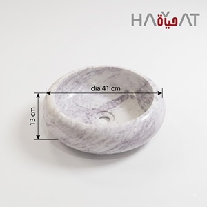 Lavabo rond en marbre blanc, écologique, résistant à l'eau, moderne, pour salle de bain, avec drain intégré, capacité 9L - Product Image 4