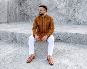 Conjunto de Kurta con Estampado Bandhani para Hombre, Ropa Étnica India y Pakistaní, para Bodas, Fiestas y Uso Casual - Product Image 1