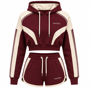 As Per Customer Demands Made Women's Clothing Quarter Zipper Up Cropped Hoodies & Shorts Set <b>Top</b> Sale Hoodie Set Women - Product Image 1