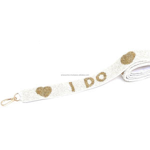 Sangle de sac de perles de rocaille imperméable professionnelle avec crochets blanc et Champagne perlé épaule/bandoulière à la main taille personnalisée - Product Image 5