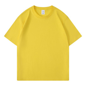 T-shirt jaune à manches courtes et col rond pour homme, 100 % coton, coupe classique, jersey décontracté, couleur unie, teint uni - Product Image 1