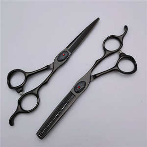 Black <b>Barber</b> Scissor <b>Set</b> Custom Brand Professional Hairdresser Shears Thinning Scissors Kit Salon <b>Barber</b> Shop Cutting Tools - Product Image 5