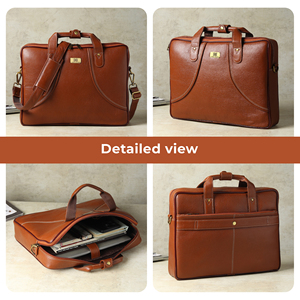 WRIZA Genuine Leather Hard Laptop <b>Bag</b> Crossbody Modern Fashion Classic Unisex RFID Protection Water Resistant Durable Large - Product Image 5
