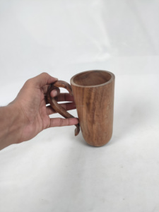 Koi <b>Small</b> Grooved Acacia Wood Engraved <b>Jar</b> Handmade Customized Shape Tabletop Wholesale Products From India for Sale - Product Image 2