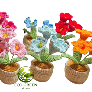 Plantes en pot au crochet faites à la main en gros, mini fleurs en fil, décoration de plantes artificielles pour la maison, le bureau, la chambre, cadeau de mariage, vente au détail - Product Image 1