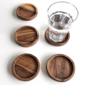Wood Coaster Custom Engrave Logo Creative Home Solid Wood Round Coaster <b>Mats</b> & Pads - Product Image 1