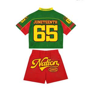 Conjunto de Camiseta y Pantalones Cortos de Malla de Alta Calidad Personalizados 2026, 100% Poliéster, Talla Grande, Ropa para Hombre, Conjunto de Pantalones Cortos con Cuello en V Personalizable - Product Image 5