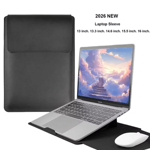 PU <b>Laptop</b> Sleeve With Adjustable Stand 25 35 45 Degree Angles Protective <b>Case</b> For <b>Laptops</b> Simple Style Black - Product Image 1
