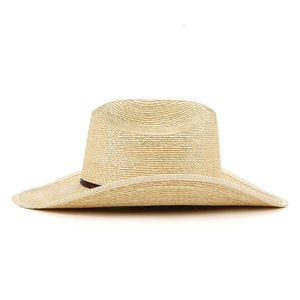 Comfortable 100% Fabric Natural Color Palm Leaf Cowboy Straw <b>Hat</b> Pu Leather Hatband <b>Western</b> for Party - Product Image 2