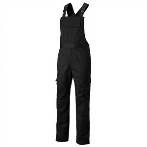 Overol de Trabajo de Algodón Negro con Detalles Verdes, Rodillas Reforzadas, Múltiples Bolsillos, Tela Transpirable y Resistente, Estampado por Transferencia de Calor - Product Image 3