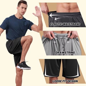 <b>Men</b> Solid Black Swim <b>Trunk</b> With Pockets Quick Dry Woven Polyester Regular Fit Drawstring Shorts - Product Image 2