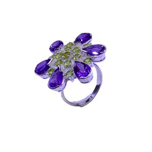 Wedding Wear 925 Sterling Silver Silver Plated Jewelry <b>Peridot</b> Amethyst Gemstone Women Wear fashionable <b>Ring</b> - Product Image 2