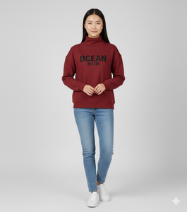 Women's Yellow Oversized Turtleneck Sweatshirt With Forward Letter Print Drop-Shoulder Long Sleeve Knitted Casual <b>Top</b> - Product Image 4