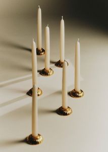 Antique Bronze Taper Candle Holder Compact Table Accent <b>Rustic</b> Interior Ornament Heritage Charm - Product Image 3