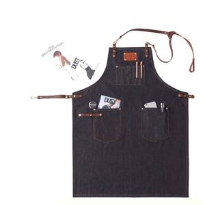 Tablier de barbier en toile robuste avec sangles en cuir véritable, logo personnalisé, uniforme pour artiste tatoueur, maquilleur, styliste, imperméable, pour salon de coiffure - Product Image 4