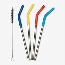 Reusable Metal <b>Drinking</b> <b>Straws</b> with Cleaning Brush 5-Pack Colorful Bendable Bar Accessories Modern Style - Product Image 6