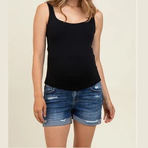 Breathable Women Pregnant Nursing Maternity T <b>Shirt</b> for Summer Hot Sale Sleeveless Black Color Maternity T-<b>shirts</b> Wholesale OEM - Product Image 1