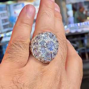 Moissanite Round Cut Diamond Bold <b>Ring</b> Handcrafted 925 Silver With Gold Plated Fine Hip Hop Jewelry Style Party Gift For <b>Friends</b> - Product Image 4