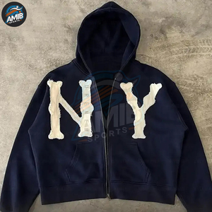 เสื้อฮู้ดดี้ปักลายสไตล์ดิสเทรสสำหรับผู้ชาย ลดราคาสุดคุ้ม สวมใส่สบาย ผลิตจากผ้าฝ้ายผสม ดีไซน์ใหม่สำหรับฤดูหนาว - Product Image 3