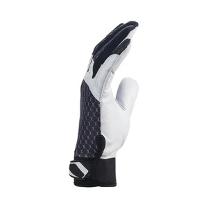 Guantes de cuero de dedo completo con patrón hexagonal blanco y negro, antideslizantes y transpirables para deportes, guantes unisex para bateo de béisbol - Product Image 3